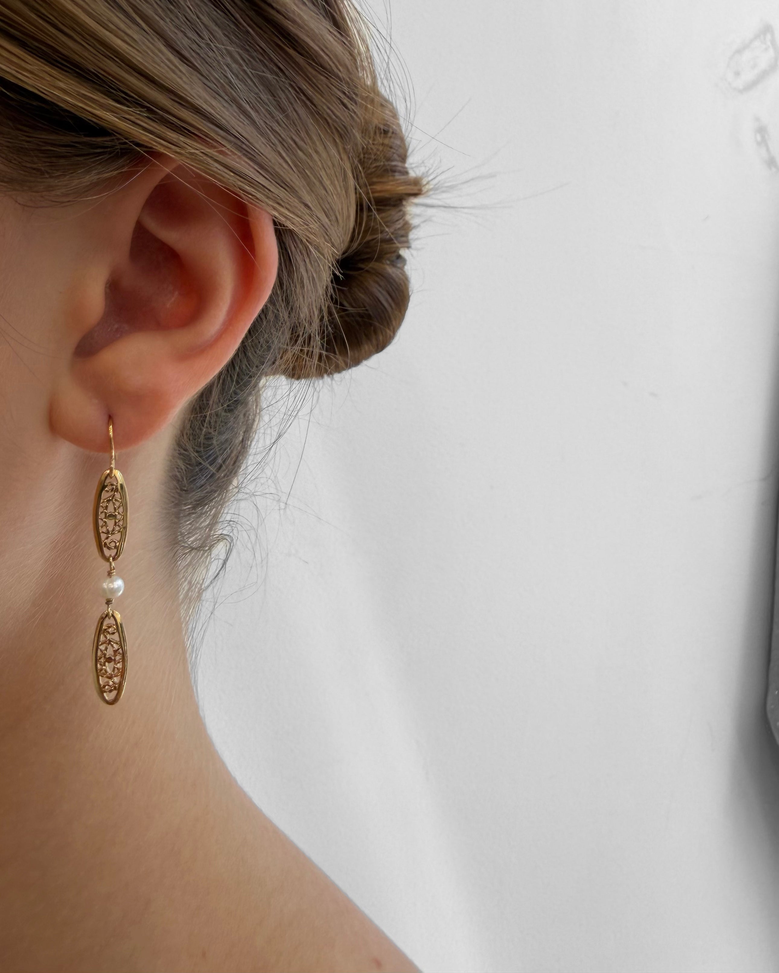 BOUCLES DOUBLE DENTELLE PERLE