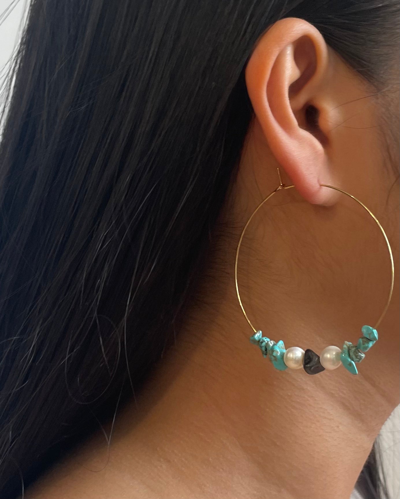 CRÉOLES PERLES TURQUOISE