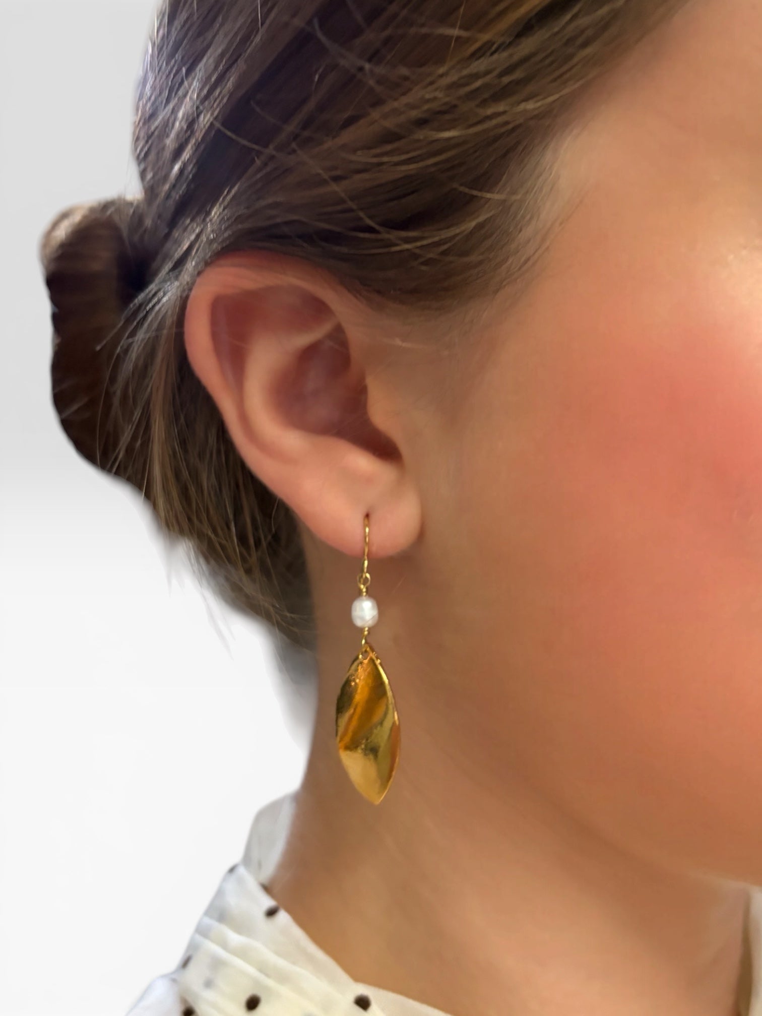BOUCLES PERLE FEUILLE
