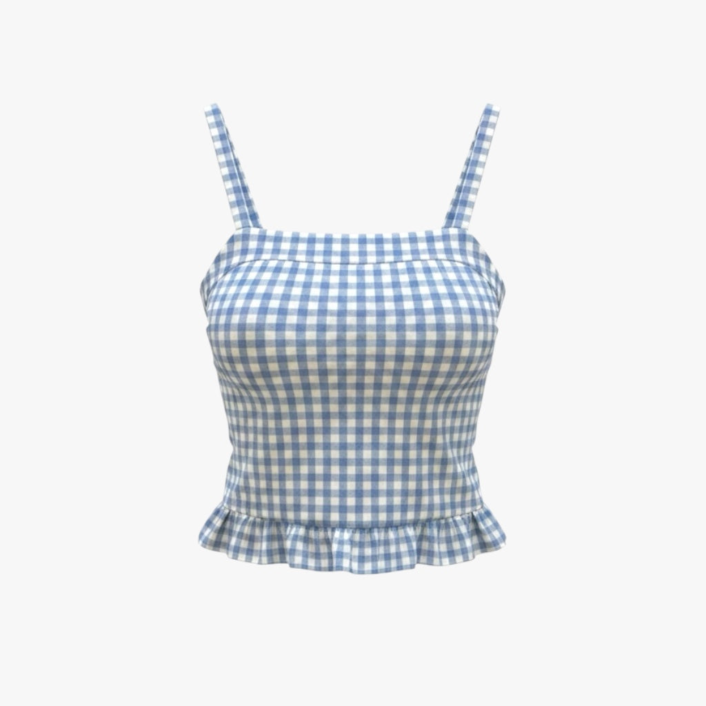 NAVY BLUE VICHY TOP