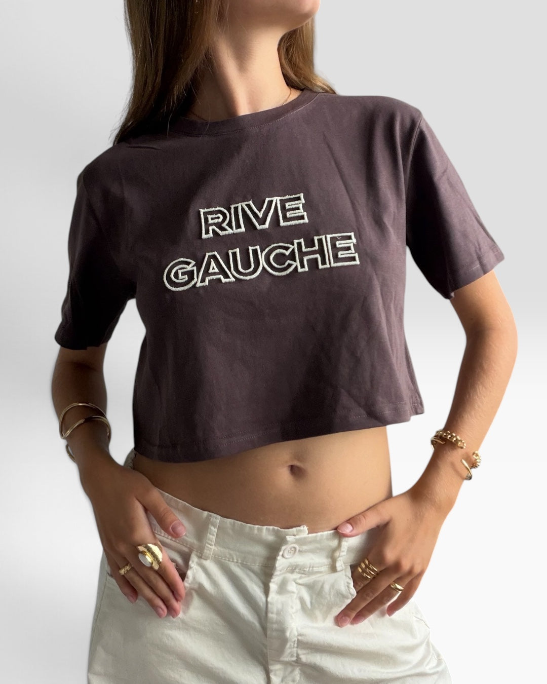 RIVE GAUCHE CROPPED TEE SHIRT