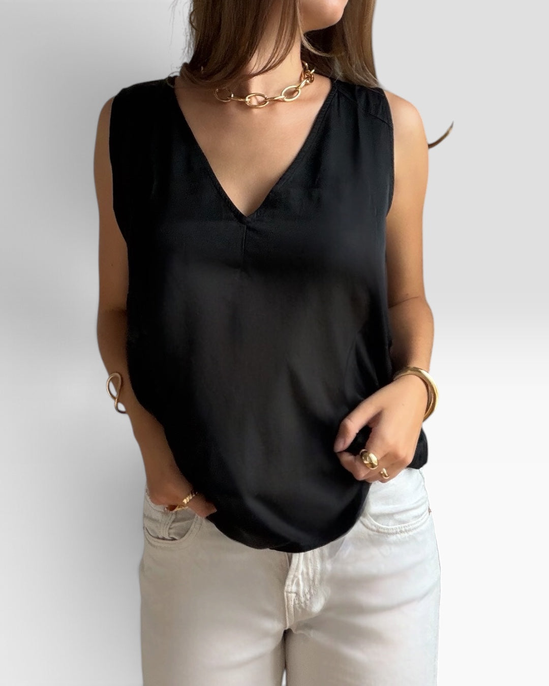 V SATIN TOP