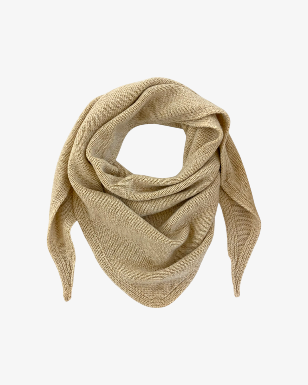 Foulard triangle HELLES beige en maille douce, mélange de laine et cachemire fabriqué en Italie