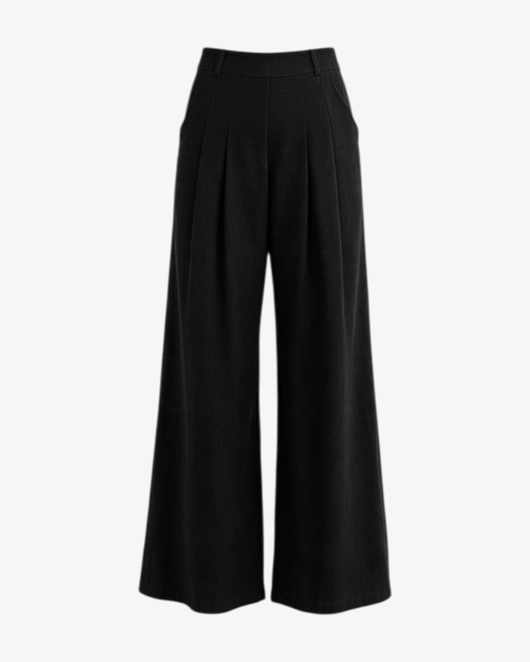 Pantalon large noir HELLES à taille haute et plis marqués, en tissu fluide et élégant pour une silhouette moderne.