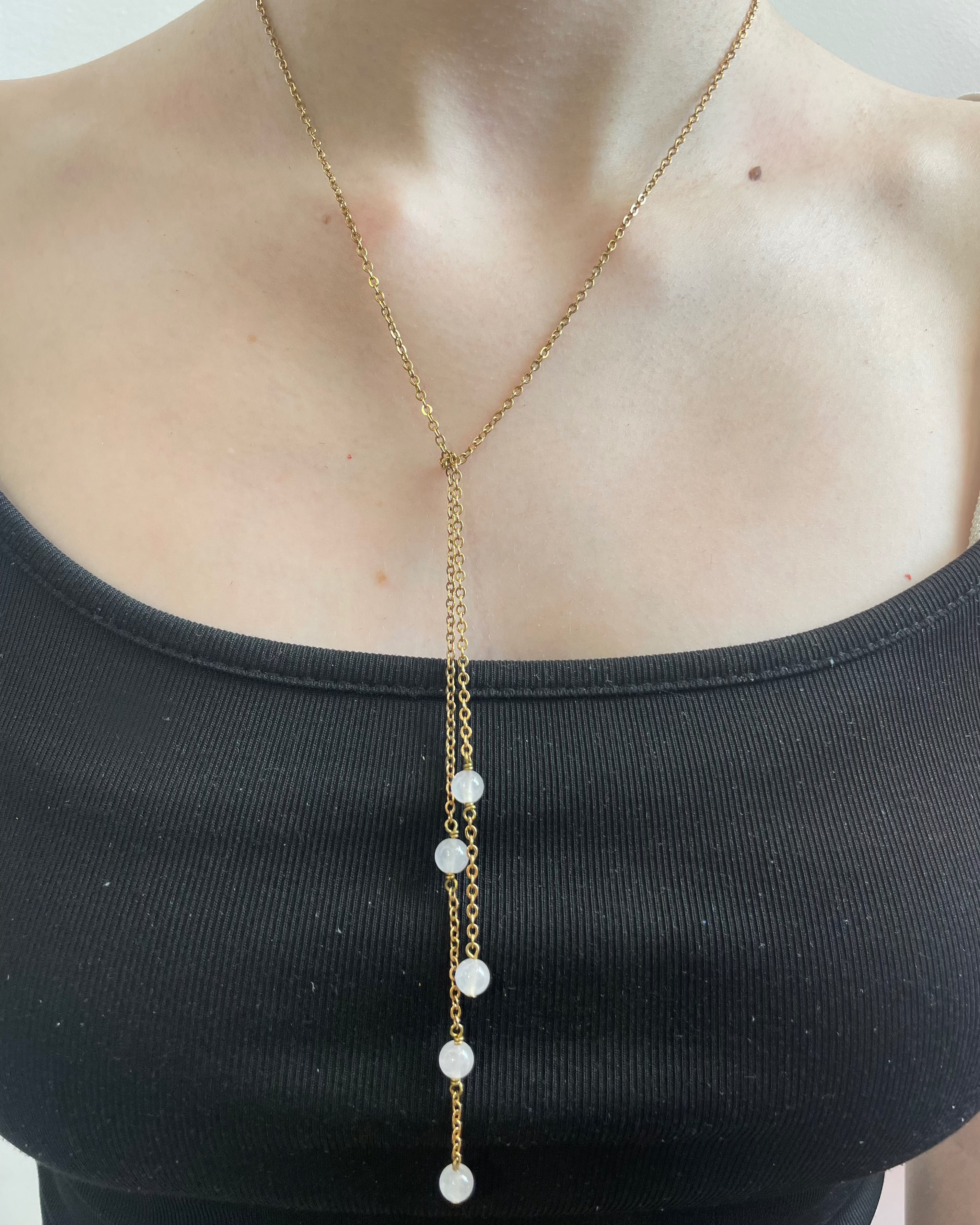 ROSE QUARTZ TIE NECKLACE