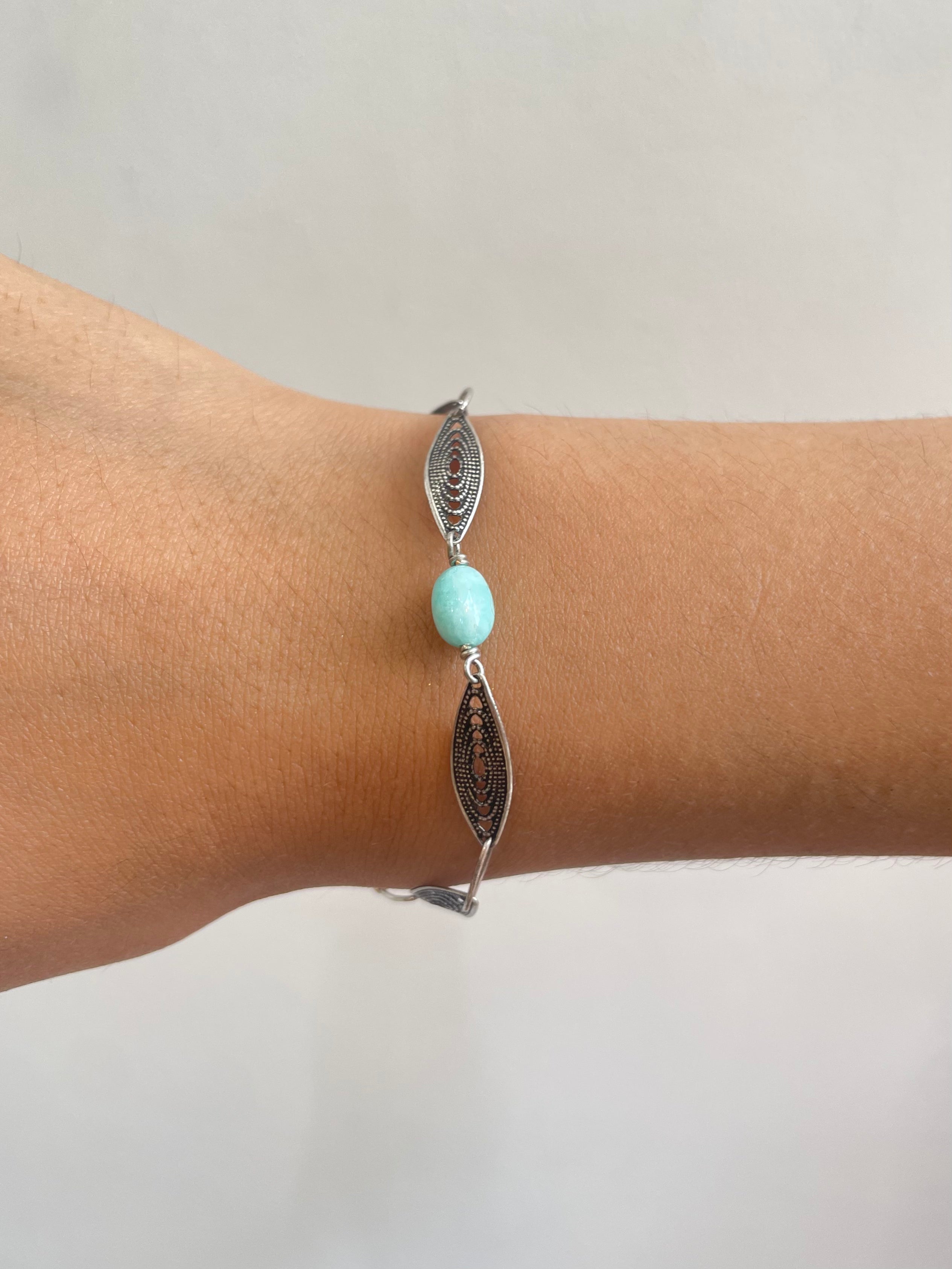 BRACELET FEUILLE AMAZONITE