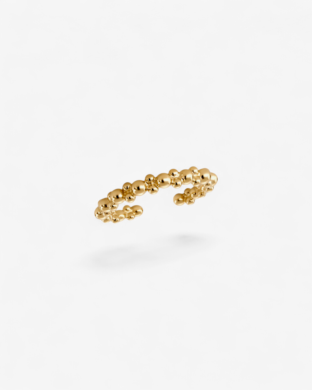 Bague HELLES ajustable en laiton doré à l'or fin 24 carats ornée de petites perles métalliques