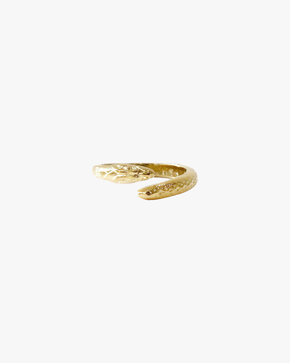 Bague ajustable HELLES Baby Snake en laiton doré à l'or fin 24 carats avec motif serpent texturé