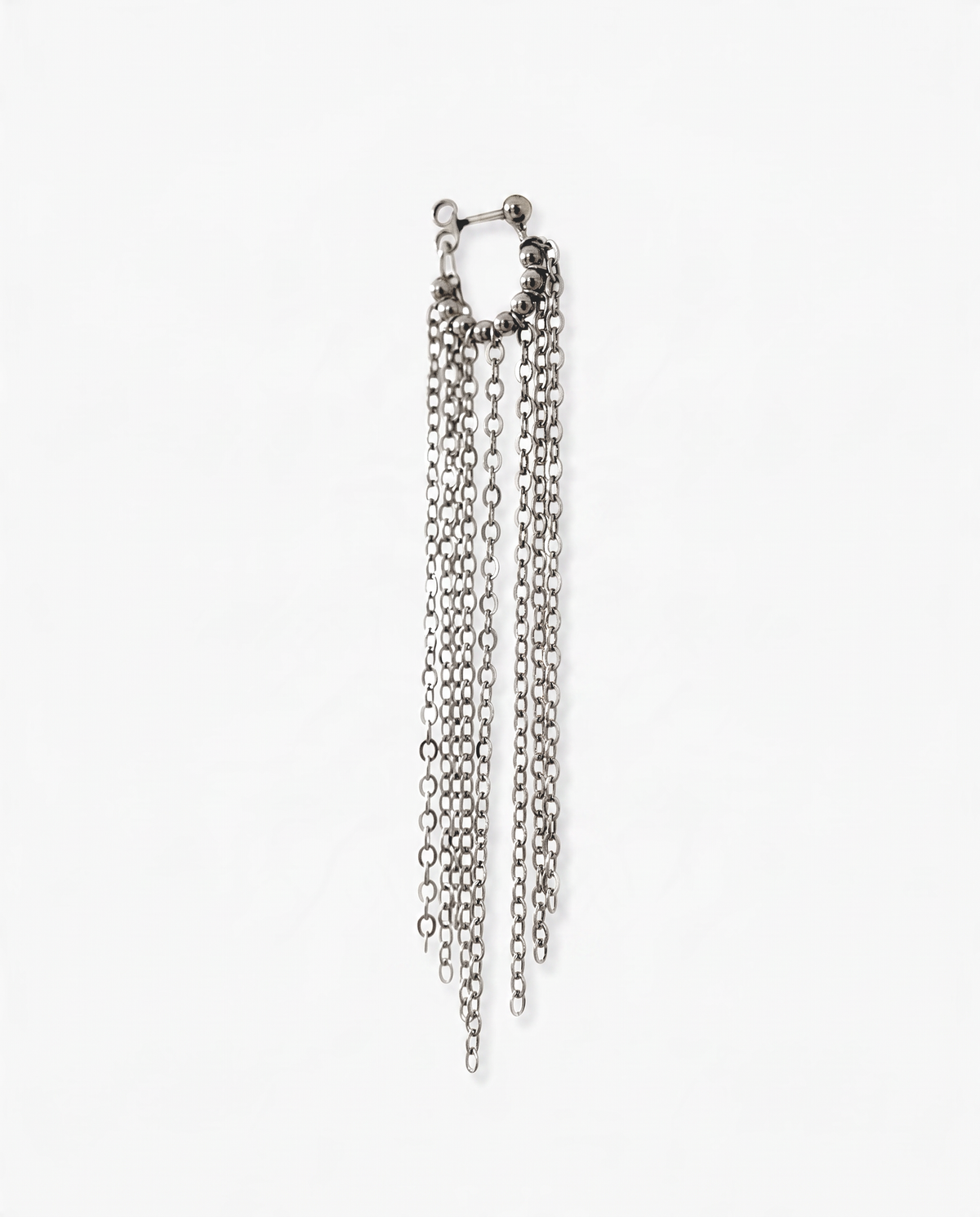 Boucle d'oreille HELLES Duna en laiton argenté patiné avec longues chaînes pendantes de 7 cm