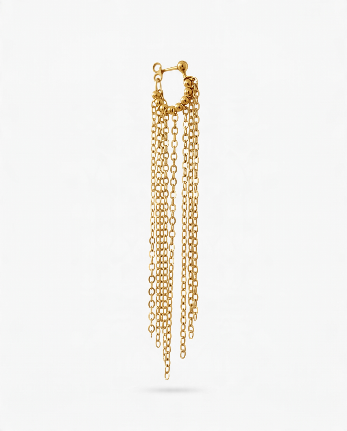 Boucle d'oreille HELLES Duna en laiton doré à l'or fin 24 carats avec chaînes pendantes de 7 cm