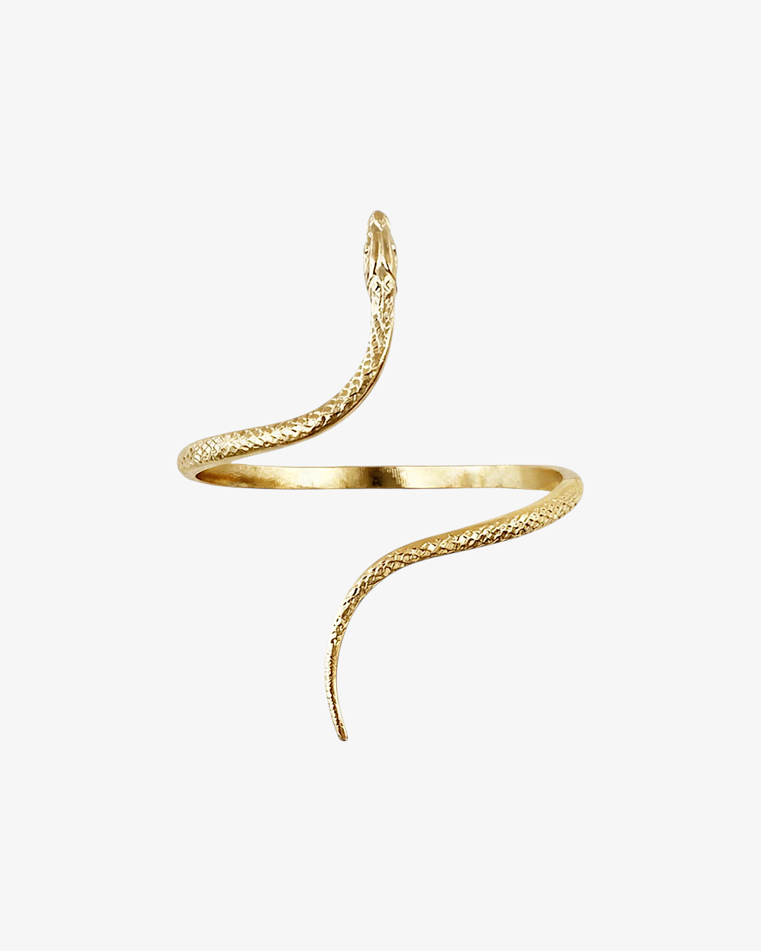 Bracelet enroulé HELLES en forme de serpent en laiton doré à l'or fin 24 carats, design ajustable et texturé.