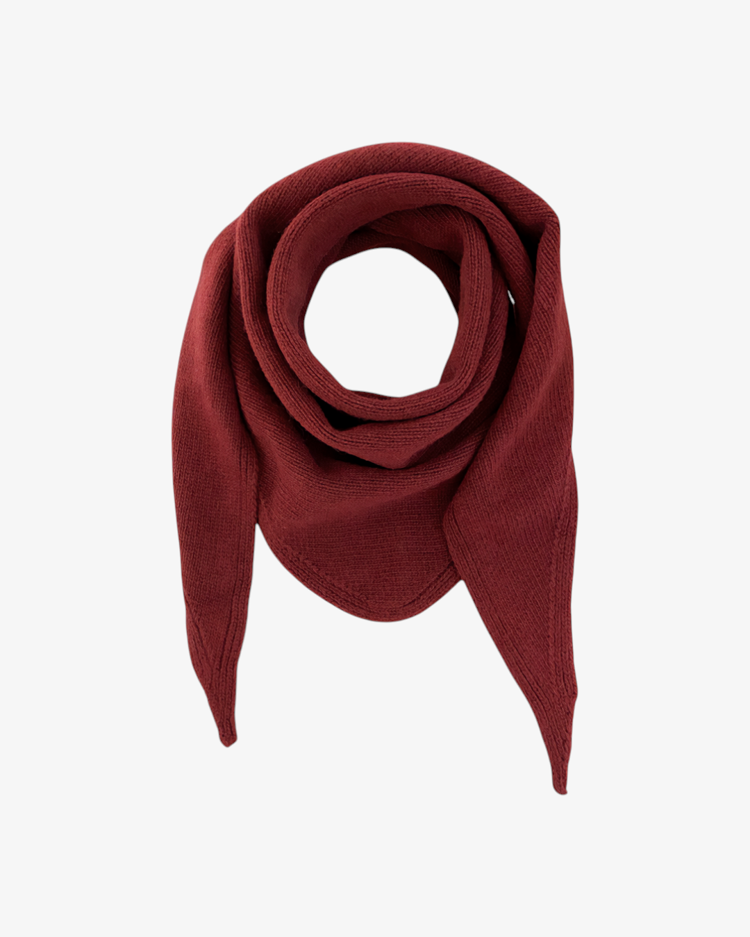 Foulard triangle HELLES bordeaux en maille douce, mélange de laine et cachemire fabriqué en Italie