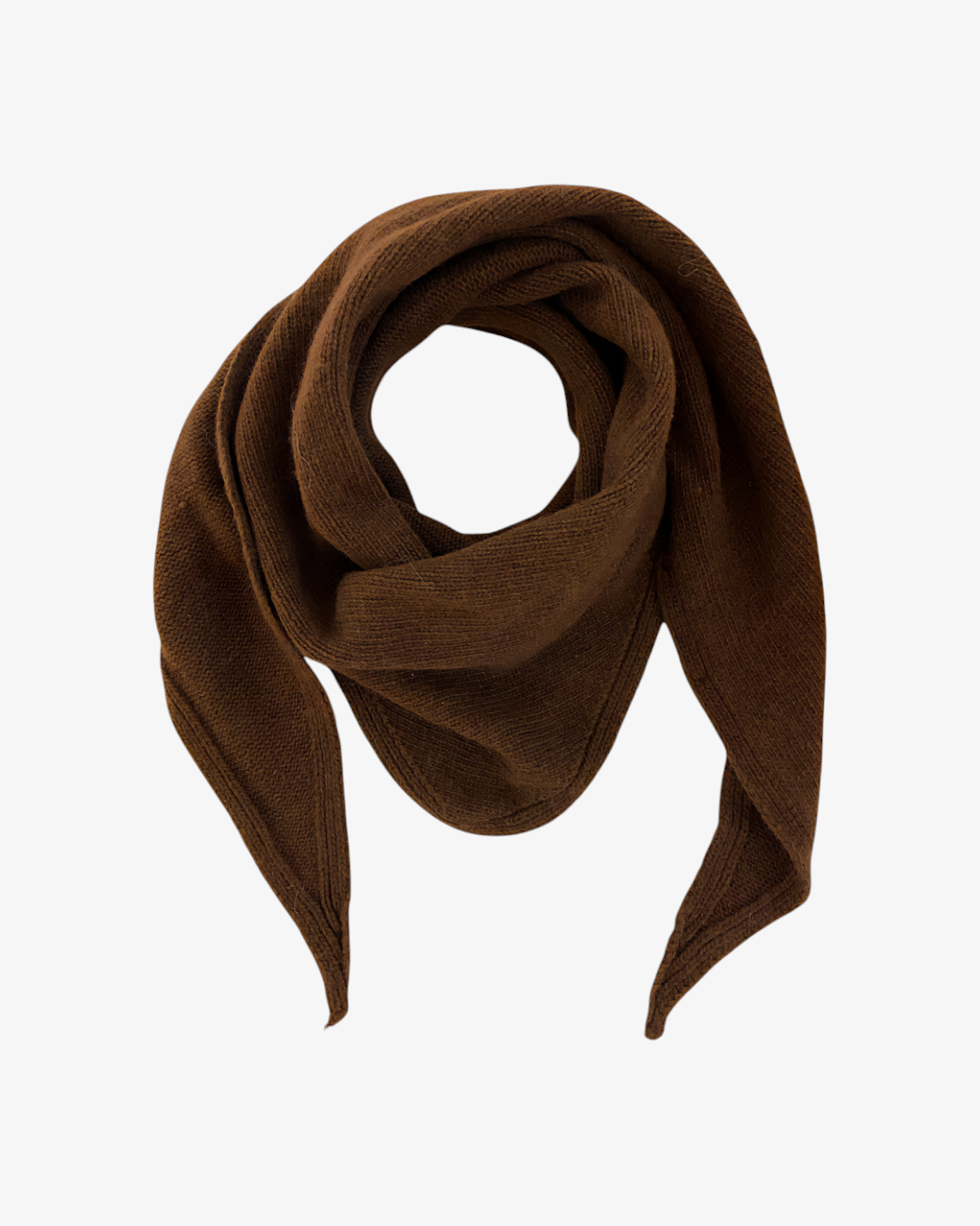 Foulard triangle HELLES en maille marron douce, mélange de laine et cachemire fabriqué en Italie
