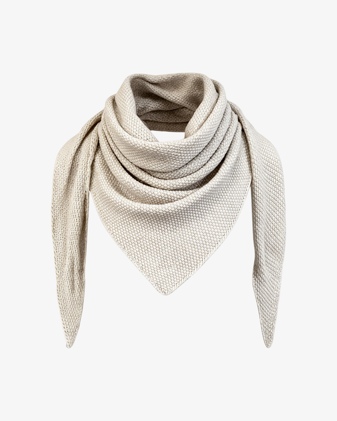 Foulard triangle tricot HELLES beige en mélange de laine et alpaga, texture douce et élégante pour l'hiver