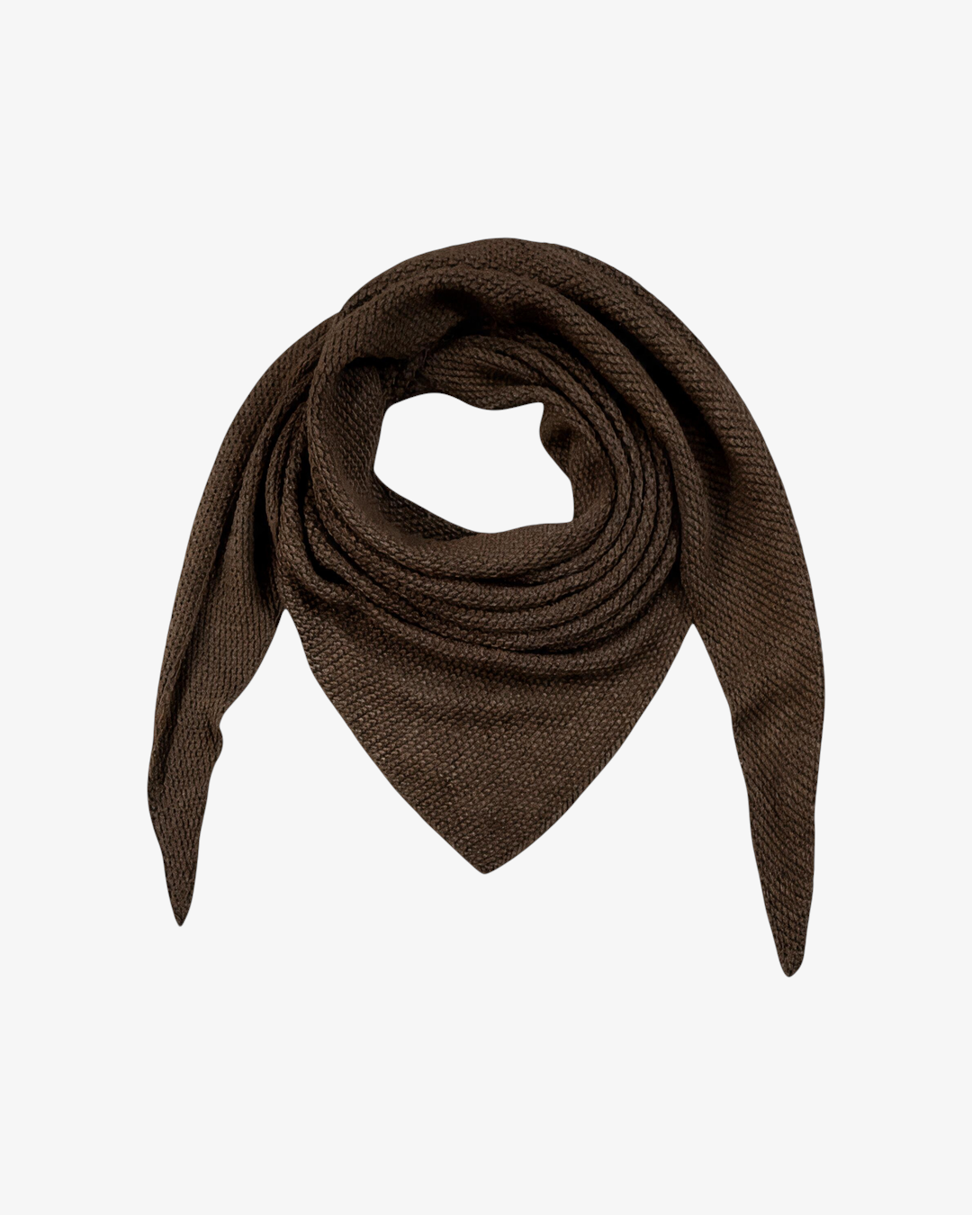 Foulard triangle tricot HELLES marron en mélange de laine et alpaga, texture douce et élégante pour l'hiver