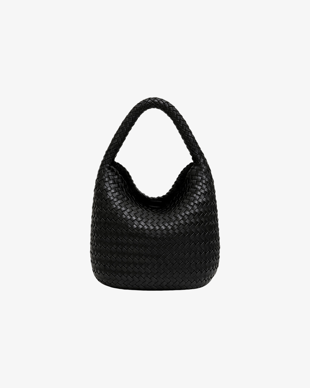 Sac Arlo HELLES noir en matière synthétique tressée avec une doublure en coton, design élégant et minimaliste