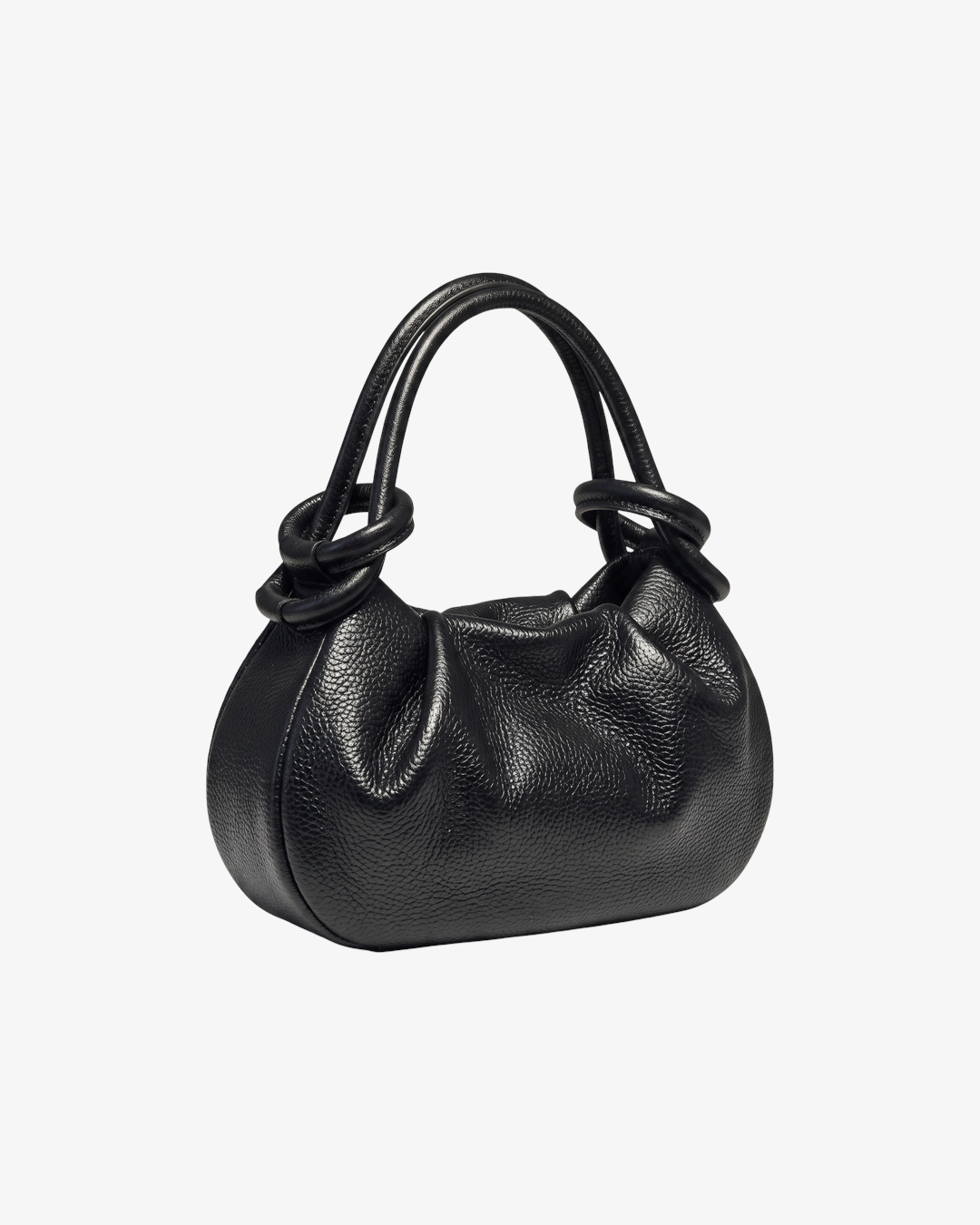 Sac à main HELLES Kim noir en cuir grainé avec anses torsadées et détails noués élégants